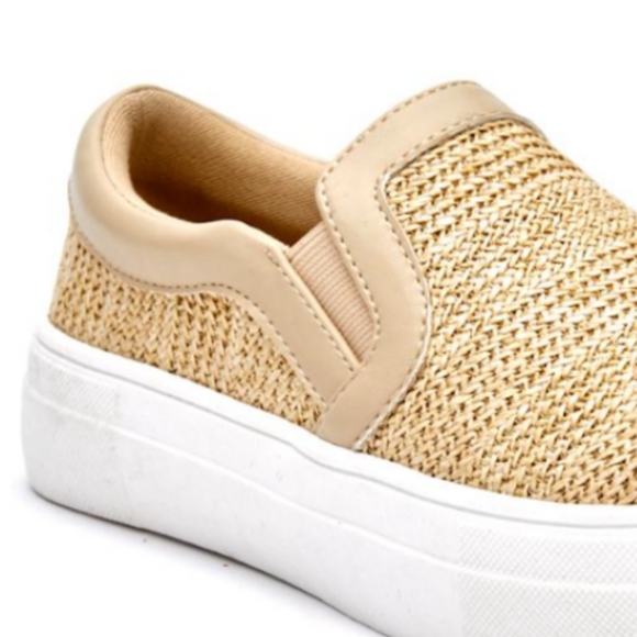 Bailey Natural Slip On Tan Straw Sneakers Preppy Women's 8 - Picture 4 of 7